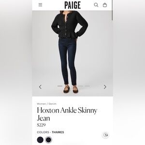PAIGE Dark Blue Hoxton Ankle Skinny Jeans